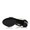 JoyPeace真美诗夏季专柜同款黑色耳环扣牛皮粗跟女凉鞋ZC682BL7