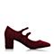 Joy&Peace/真美诗秋季专柜同款紫红/酒红色复古玛丽珍鞋粗跟女单鞋奶奶鞋YNM10CQ7