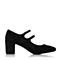 Joy&Peace/真美诗秋季专柜同款黑色复古玛丽珍鞋粗跟女单鞋奶奶鞋YNM10CQ7