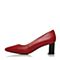 Joy&Peace/真美诗秋季专柜同款红色羊皮粗跟高跟简约通勤女单鞋YNP01CQ7