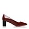 JoyPeace真美诗秋季专柜同款暗红色漆牛皮粗跟中跟通勤女单鞋YNP02CQ7