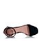 JoyPeace真美诗夏季新款专柜同款黑色羊绒皮珍珠饰一字带粗跟凉鞋女ZT128BL7
