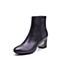 JoyPeace真美诗冬季专柜同款紫色牛皮圆头侧拉链皮靴粗跟中跟短靴女靴子YNX31DD7