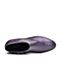 JoyPeace真美诗冬季专柜同款紫色牛皮圆头侧拉链皮靴粗跟中跟短靴女靴子YNX31DD7