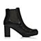 Joy&Peace/真美诗冬季专柜同款黑色牛皮女靴子粗跟高跟短筒靴ZV936DD7