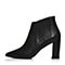 JoyPeace真美诗冬季专柜同款黑色牛皮女皮靴粗跟高跟短靴尖头靴子ZB781DD7