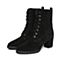 JoyPeace真美诗冬季专柜同款黑色羊绒皮女靴子绑带皮靴中靴粗跟高跟YNX35DZ7