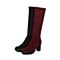 Joy&Peace/真美诗冬季专柜同款酒红色女皮靴粗跟高跟高筒靴过膝长靴ZV944DG7