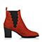 JoyPeace真美诗冬季专柜同款桔红色羊绒皮女皮靴粗跟短筒靴高跟靴子短靴YNY22DD7
