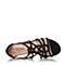 Joy&Peace/真美诗夏季专柜同款黑色羊绒皮休闲坡跟后拉链女凉鞋ZJ306BL7