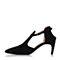 Joy&Peace/真美诗春季专柜同款黑色羊绒皮细跟高跟一字扣凉鞋女YPB01AK8