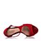 Joy&Peace/真美诗夏季专柜同款红色羊绒皮粗跟高跟一字带女凉鞋YPD02BL8
