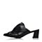 Joy&Peace/真美诗春季专柜同款黑色羊皮粗跟高跟后空凉鞋女YNC14AH8