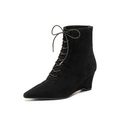 真美诗2025年冬季新款浪漫温柔羊皮革弹力瘦瘦靴女皮靴YZH03DD5