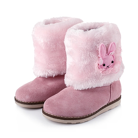 MIFFY/米菲冬季粉色反毛皮女小中童中靴M97923