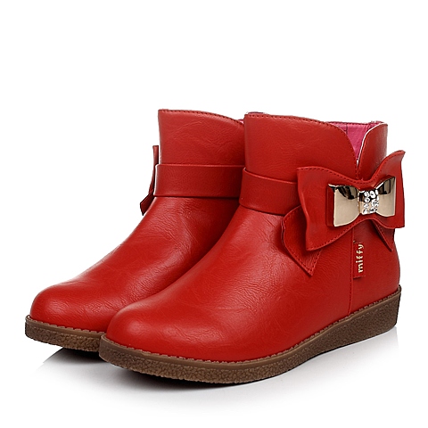 MIFFY/米菲童鞋冬季PU红色女中童童靴时装靴DM0217
