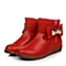 MIFFY/米菲童鞋冬季PU红色女中童童靴时装靴DM0217