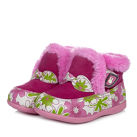 MIFFY/米菲童鞋冬季猪皮/反毛皮桃红女婴幼童童靴及踝靴DM0214