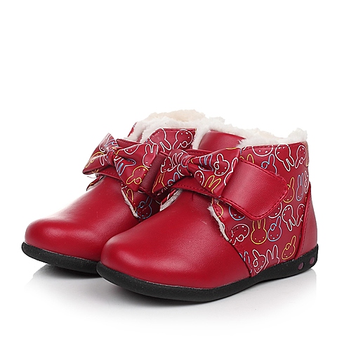MIFFY/米菲童鞋冬季PU红色女婴幼童童靴及踝靴灯鞋DM0215