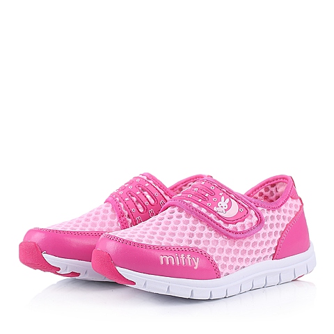 MIFFY/米菲童鞋2015春季新款PU/织物桃红女小中童运动鞋DM0323