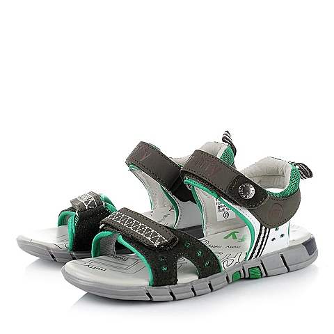 MIFFY/米菲童鞋2015夏季反毛皮/PU/纺织物绿色男中童凉鞋DM0375