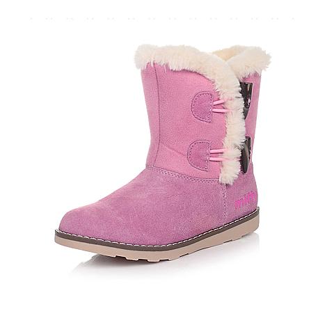米菲（miffy)16年冬季女童雪地靴女童鞋冬季牛皮加绒保暖童靴潮DM0188
