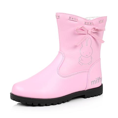 米菲（miffy)16年冬季女童靴新款加绒保暖儿童中靴DM0478