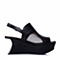 millie's/妙丽夏季专柜同款黑牛皮革时尚透视个性鞋跟女凉鞋A503DBL5