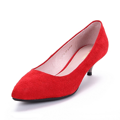 millie's/妙丽年秋季专柜同款红色猪皮浅口女单鞋LIZ34CQ5