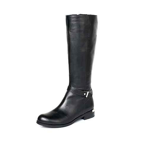 millie‘s/妙丽冬季专柜同款黑色牛皮低跟时尚女长靴LD770DG5