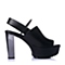 millies/妙丽夏季专柜同款黑色打蜡胎牛皮时尚水台方跟女凉鞋GX06DBL5