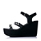 millie’s/妙丽夏季专柜同款黑色羊皮女凉鞋LGH05BL5
