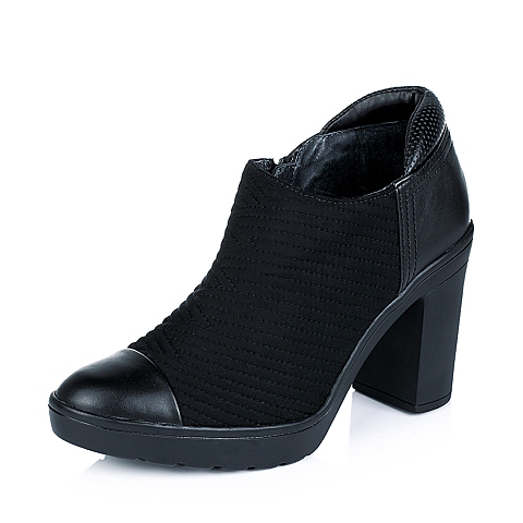 millie's/妙丽秋季专柜同款黑色弹力布女皮鞋LYF26CM5