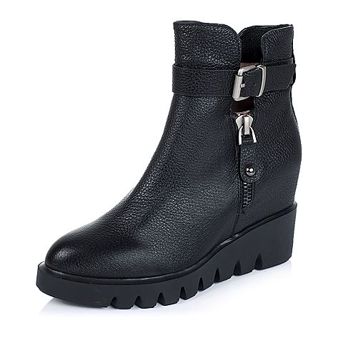 millie's/妙丽冬季专柜同款牛皮女靴黑色黑底（皮里）N5305DD5