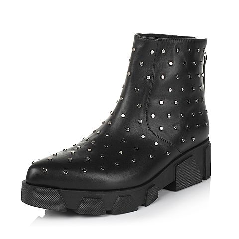 millie's/妙丽冬季专柜同款黑色牛皮女靴（皮里）LC940DD5
