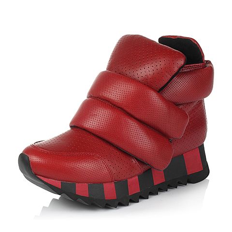 millie's/妙丽冬季专柜同款红色油蜡牛皮女休闲靴LCN44DD5