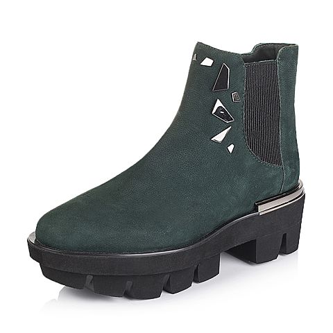 millie's/妙丽冬季专柜同款绿色缩纹磨砂牛皮女靴LD140DD5