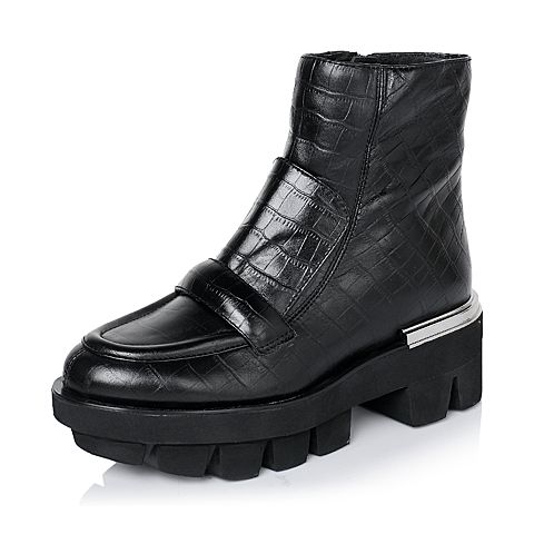 millie's/妙丽冬季专柜同款黑色牛皮女皮靴LD141DD5