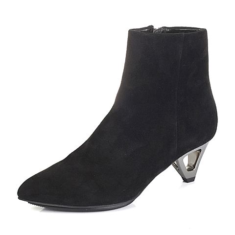 millie's/妙丽冬季专柜同款黑色羊皮女皮靴LD441DD5