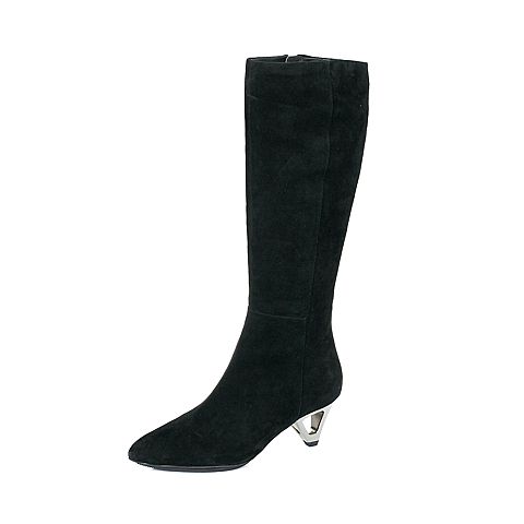 millie's/妙丽秋季专柜同款黑色羊绒皮女皮靴LD471DG5