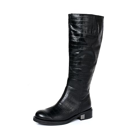 millie's/妙丽冬季专柜同款黑色牛皮女皮靴(绒里)LCC71RG5