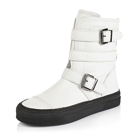 millie's/妙丽冬季专柜同款白色油蜡山羊皮女靴LWU70DZ5