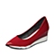 Millie's/妙丽专柜同款红色弹力布时尚坡跟女单鞋LB901AQ6