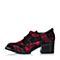 millie's/妙丽秋专柜同款红黑色格子布时尚方跟女单鞋PLB42CM6