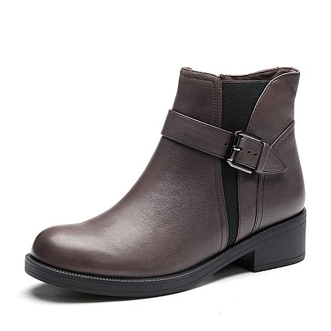 millie's/妙丽冬季专柜同款羊皮时尚休闲方跟女短靴LCC51DD7
