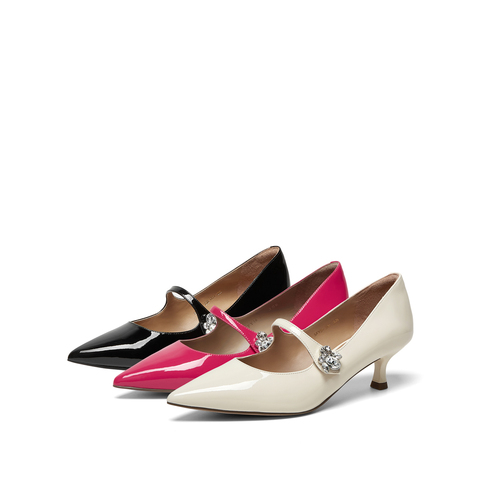 millie's妙丽2023春商场同款漆牛皮时尚优雅细跟女单鞋SFY16AQ3