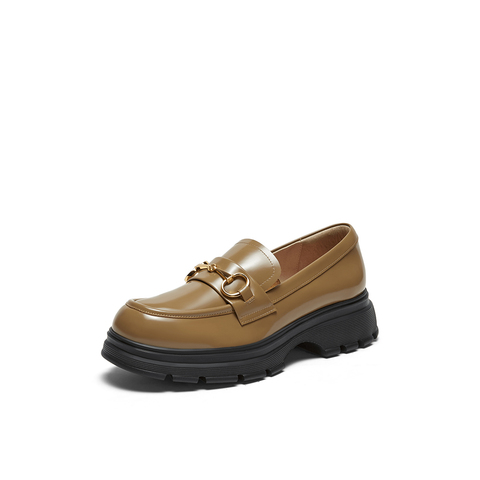 millie's妙丽2024年春季乐福鞋复古一脚蹬粗跟单鞋96328AA4