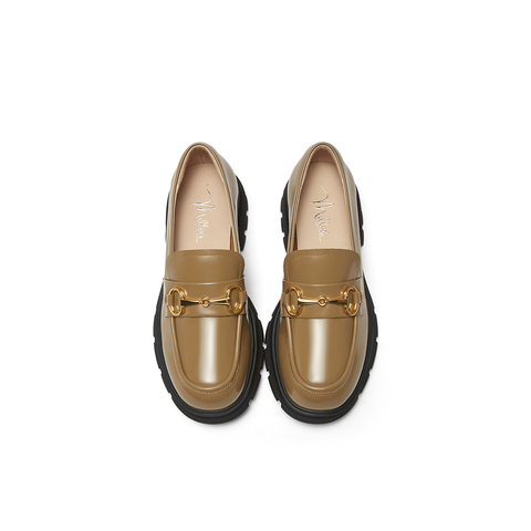 millie's妙丽2024年春季乐福鞋复古一脚蹬粗跟单鞋96328AA4