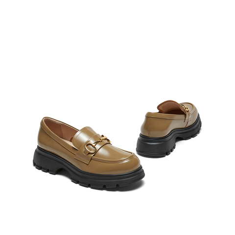 millie's妙丽2024年春季乐福鞋复古一脚蹬粗跟单鞋96328AA4