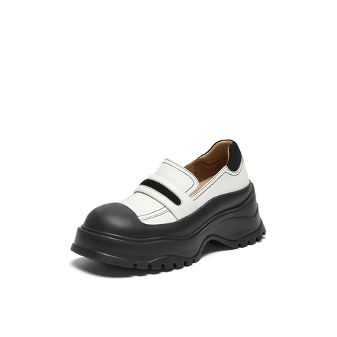 millie's妙丽2024春新款时尚撞色复古皮鞋百搭乐福鞋女31959AM4